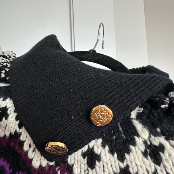 Loewe Sweater Wool Blend Rib Knit Argyle-Intarsia Pattern Roll Neck Sz Medium - Picture 10 of 12